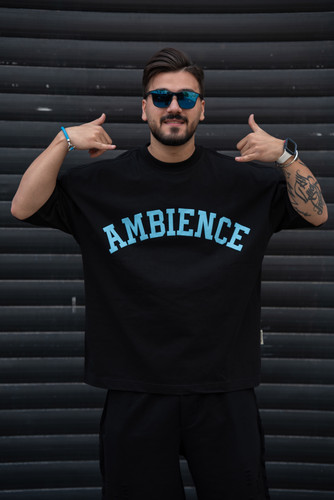 تی شرت مردانه طرح AMBIENCE پارچه گرم دار باکسی تک رنگ- سایز بندی LتاXXL